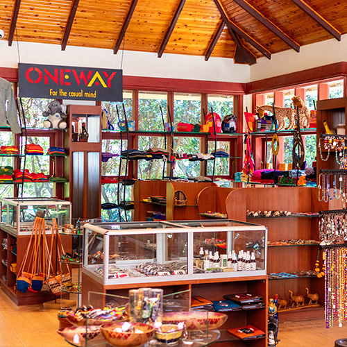 Interior of Enashipai Resort gift shop displaying handmade crafts, jewelry, and souvenirs"