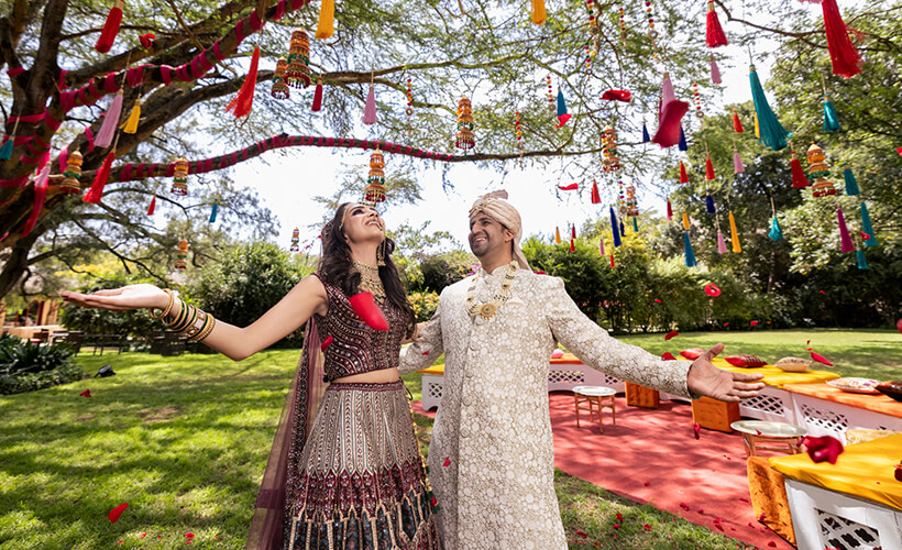 Indian wedding celebration outdoors