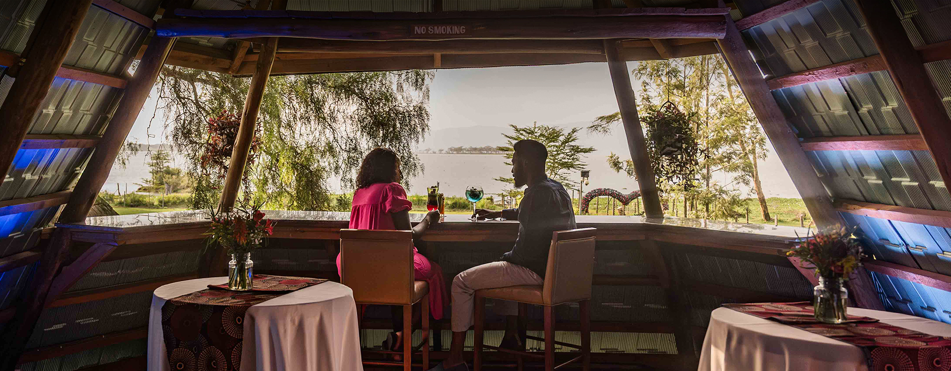 Couple dining at Lakeside Bar