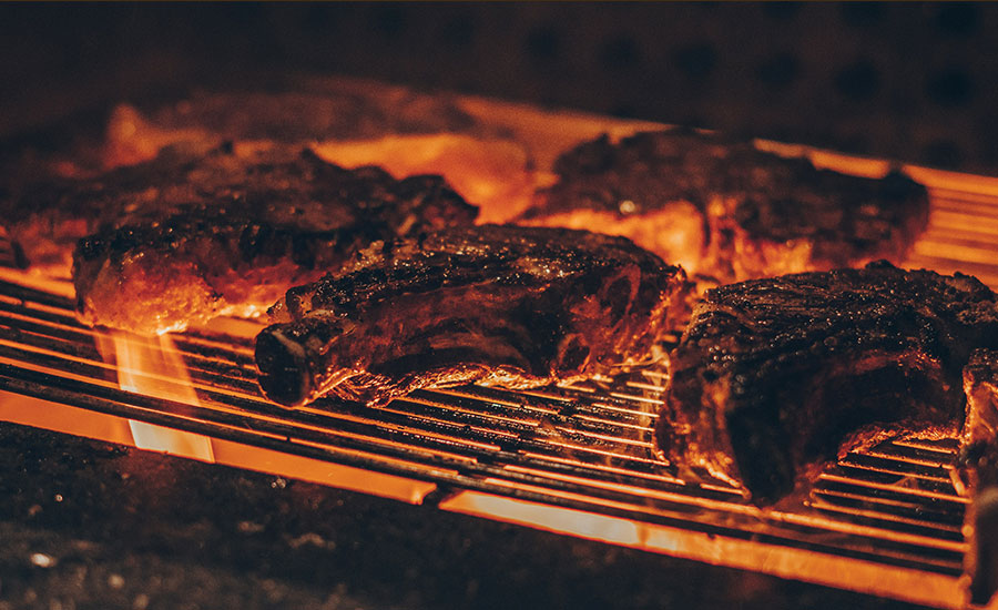 Steaks grilling
