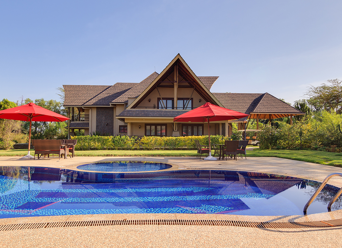 Presidential villa exterior view with pool