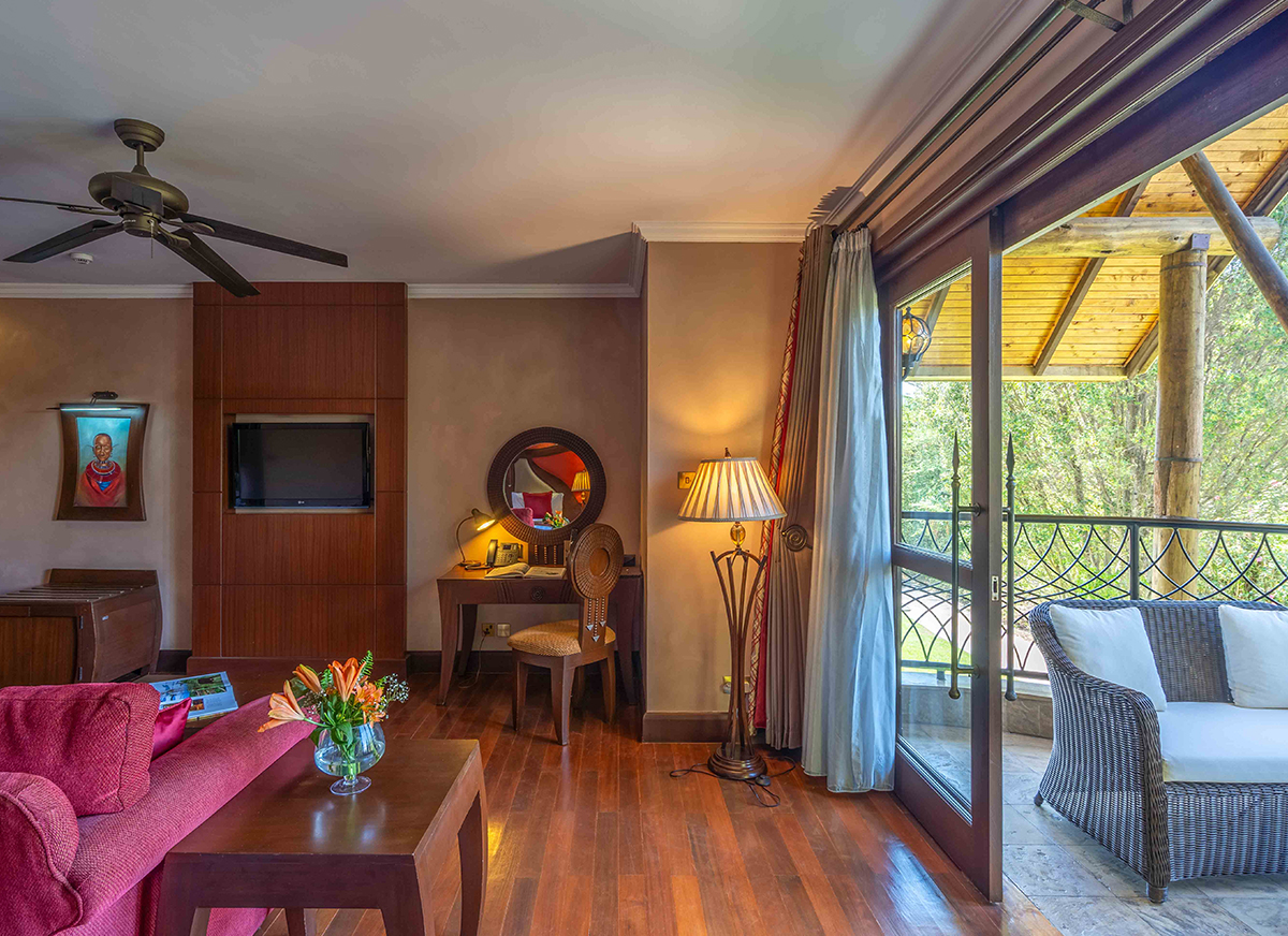 Presidential villa living area with balcony