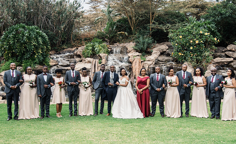 Wedding party group photo